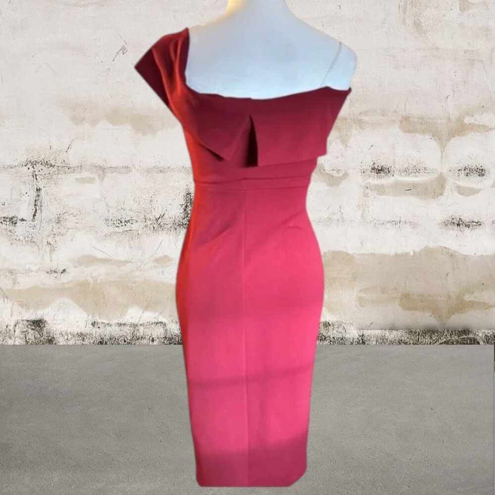 Windsor Women's Burgundy One Shoulder Bodycon Dress Cocktail Size Small - Picture 4 of 6